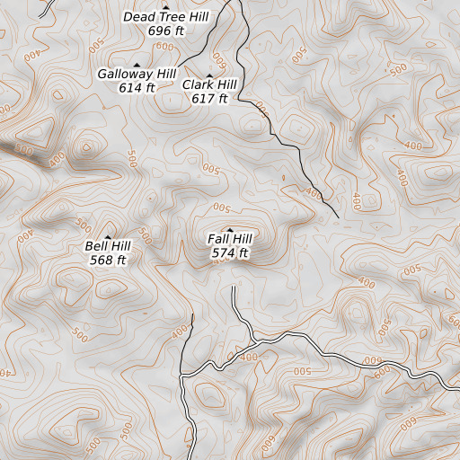 OpenTopoMap map of Fall Hill, AR