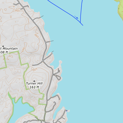 OpenTopoMap map of Turner Point, ME