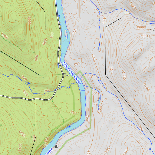 OpenTopoMap map of Twin Brook Rapids, ME