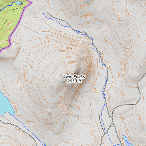 OpenTopoMap map of Twin Peaks, ME