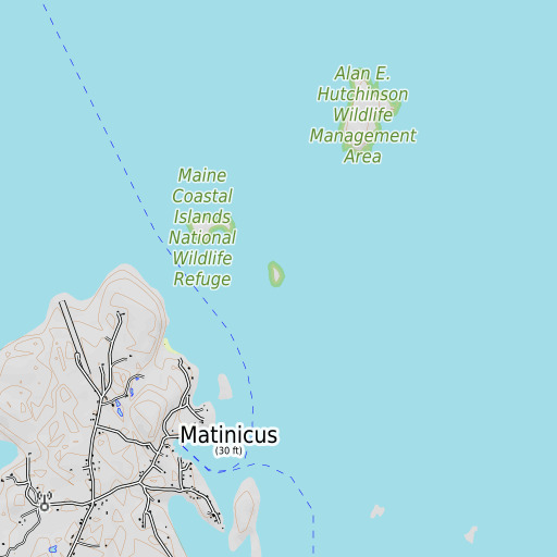 OpenTopoMap map of Two Bush Ledge, ME