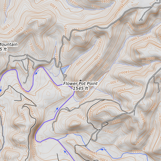 OpenTopoMap map of Flower Pot Point, AR
