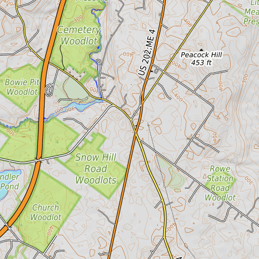 OpenTopoMap map of Upper Gloucester, ME
