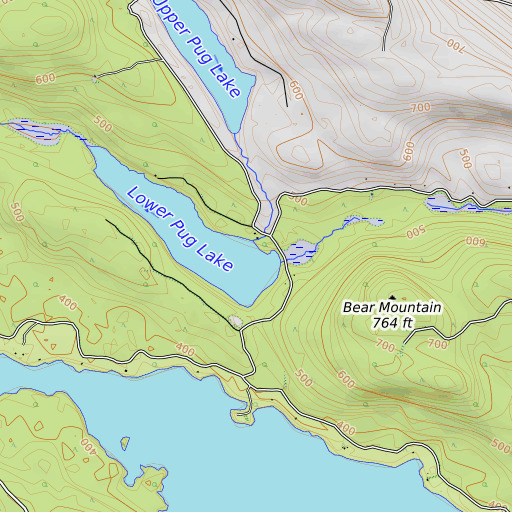 OpenTopoMap map of Upper Pug Stream, ME
