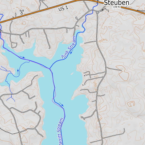 OpenTopoMap map of Val Point, ME