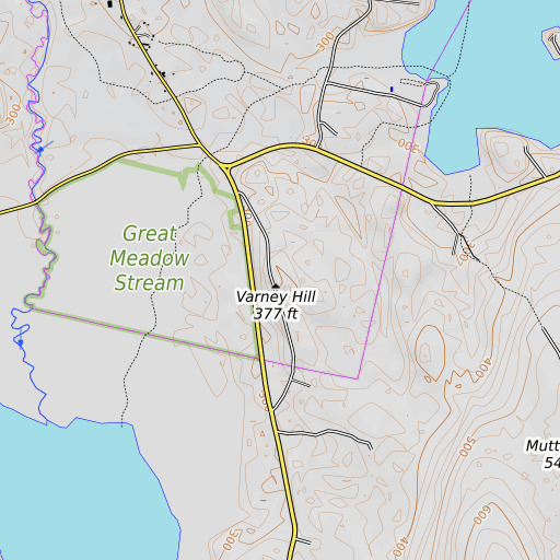 OpenTopoMap map of Varney Hill, ME