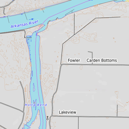 OpenTopoMap map of Fowler, AR