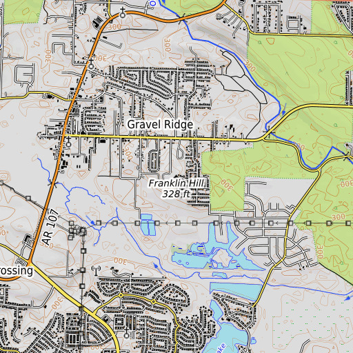 OpenTopoMap map of Franklin Hill, AR