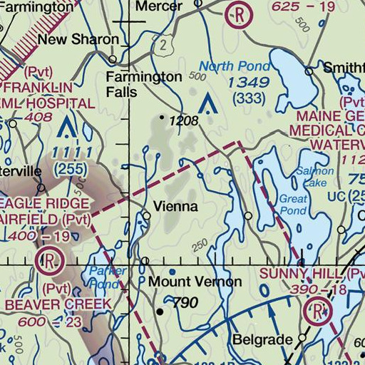 FAA VFR chart of Vienna Mountain, ME