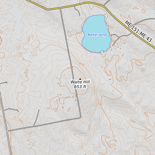 OpenTopoMap map of Waite Hill, ME