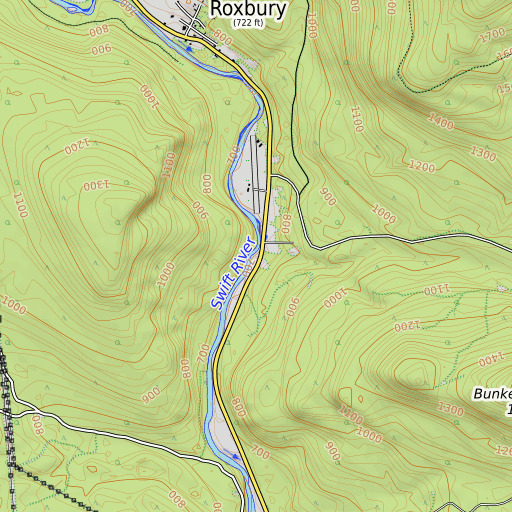 OpenTopoMap map of Walker Brook, ME