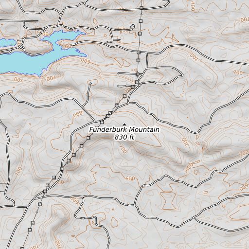 OpenTopoMap map of Funderburk Mountain, AR