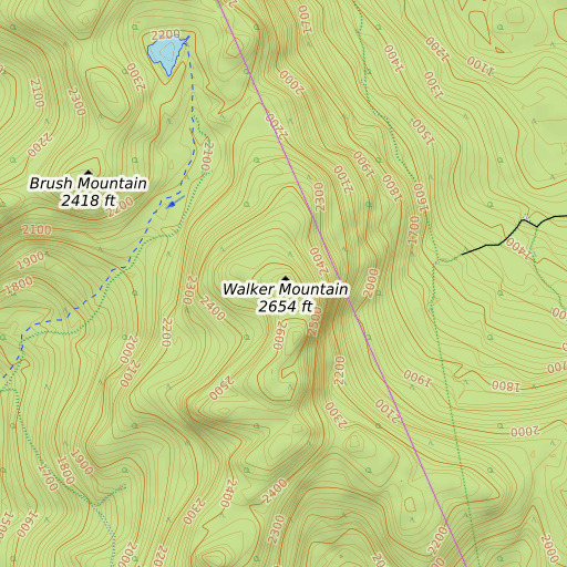 OpenTopoMap map of Walker Mountain, ME