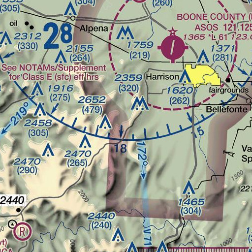 FAA VFR chart of Gaither Mountain, AR