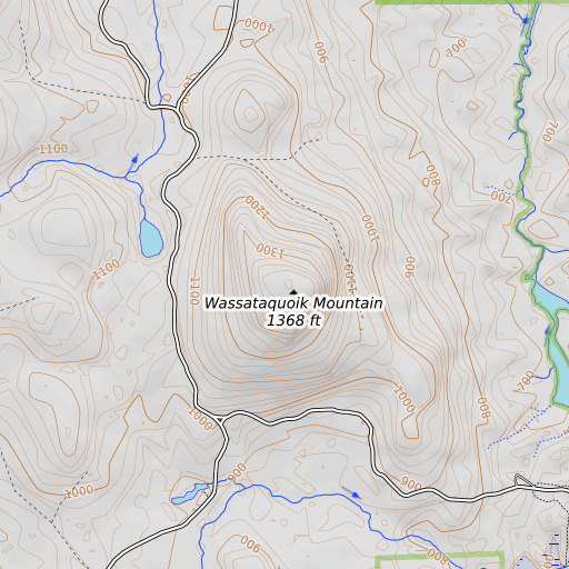 OpenTopoMap map of Wassataquoik Mountain, ME