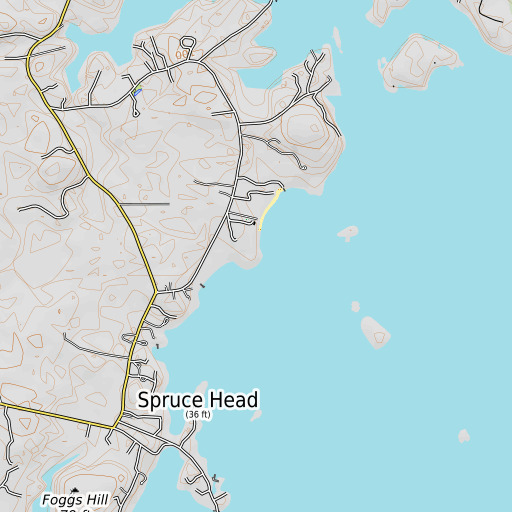 OpenTopoMap map of Waterman Point, ME