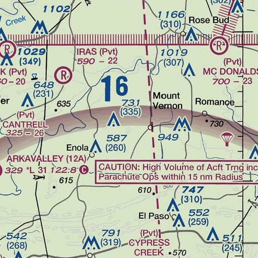 FAA VFR chart of Garland Mountain, AR