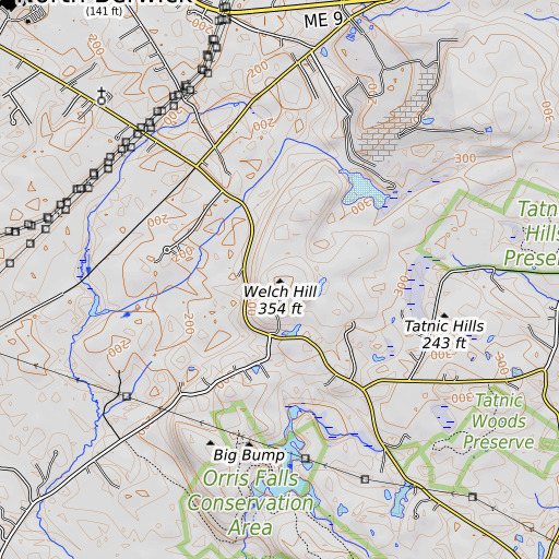 OpenTopoMap map of Welch Hill, ME