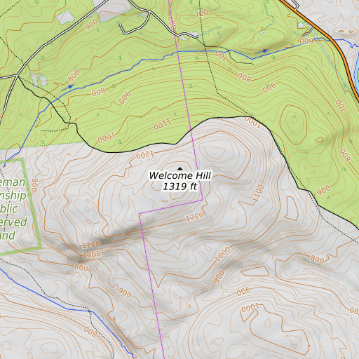 OpenTopoMap map of Welcome Hill, ME