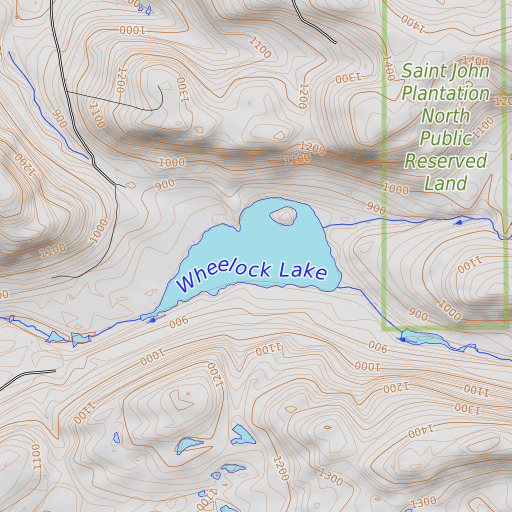 OpenTopoMap map of Wheelock Lake, ME