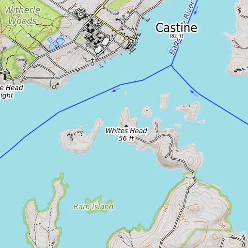 OpenTopoMap map of Whites Head, ME