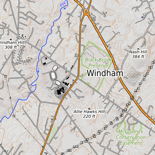 OpenTopoMap map of Windham Center, ME