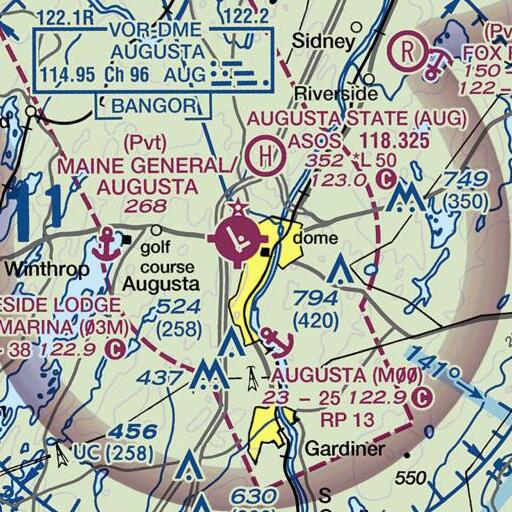 FAA VFR chart of Lincoln School, ME