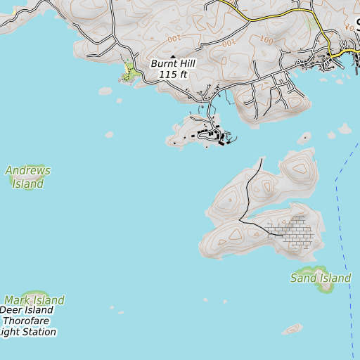 OpenTopoMap map of Yellow Rock, ME