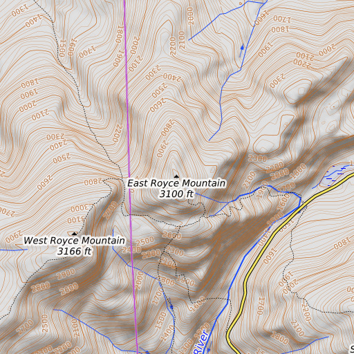 OpenTopoMap map of East Royce Mountain, ME