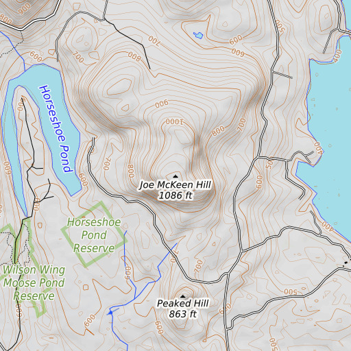 OpenTopoMap map of Joe McKeen Hill, ME