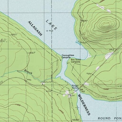 USGS 24K topo map of Throughfare Campsite, ME