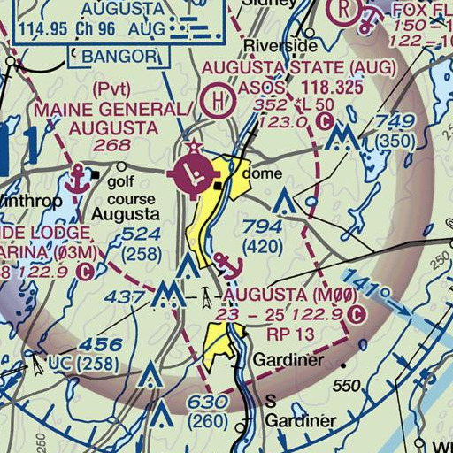 FAA VFR chart of WMME-AM (Augusta), ME