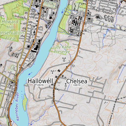 OpenTopoMap map of WMME-AM (Augusta), ME