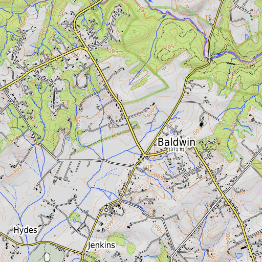 OpenTopoMap map of Baldwin Station, MD