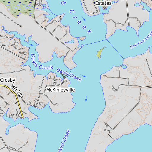 OpenTopoMap map of Davis Creek, MD