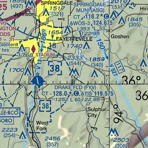 FAA VFR chart of Robinson Mountain, AR