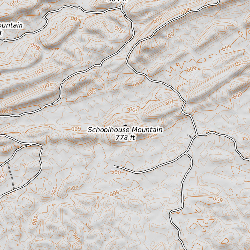OpenTopoMap map of Schoolhouse Mountain, AR