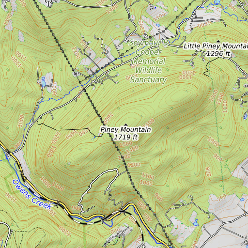 OpenTopoMap map of Piney Mountain, MD
