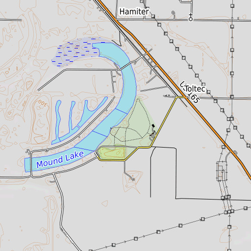 OpenTopoMap map of Toltec Mounds, AR