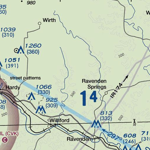 FAA VFR chart of Ward Hill, AR