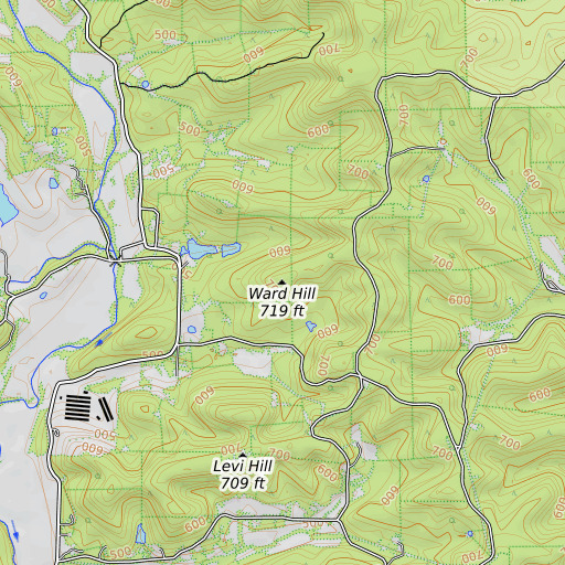 OpenTopoMap map of Ward Hill, AR