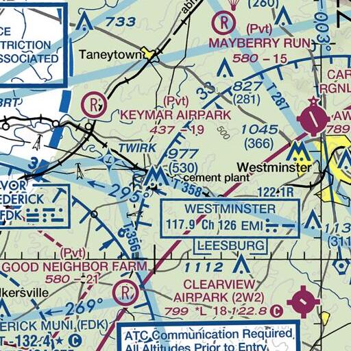 FAA VFR chart of Wolf Pit Branch, MD