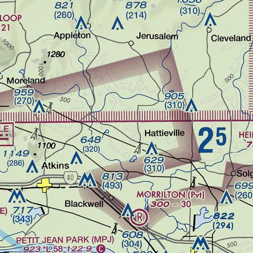 FAA VFR chart of Wiedower Mountain, AR