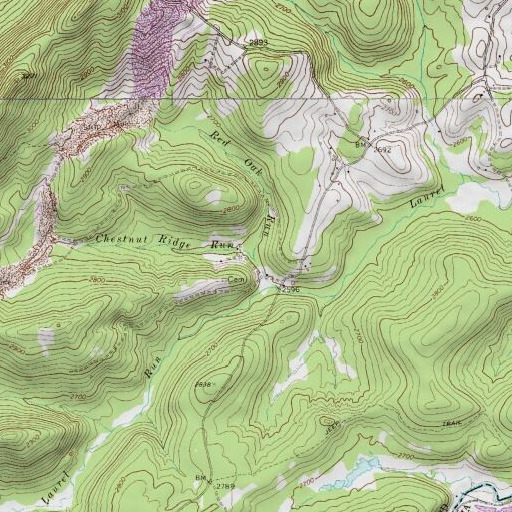 USGS 24K topo map of Chestnut Ridge Run, MD