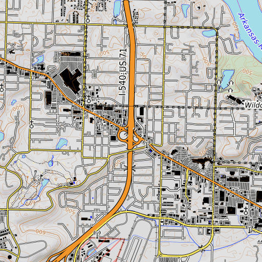 OpenTopoMap map of Interchange 8, AR