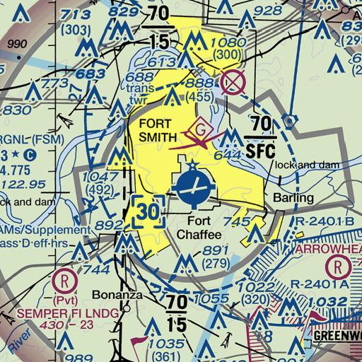 FAA VFR chart of Interchange 9, AR