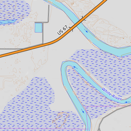 OpenTopoMap map of Cooper Bend, AR