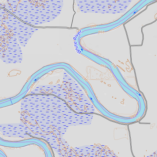 OpenTopoMap map of Blackbird Bend, AR