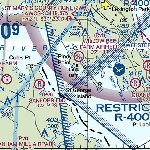 FAA VFR chart of Piney Point, MD