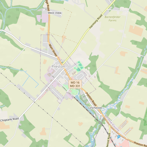 OpenStreetMap map of Preston Elementary School, MD
